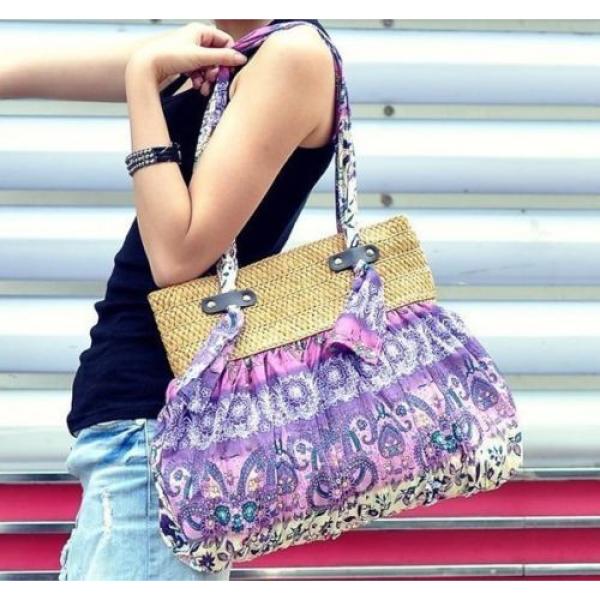 Bohemian purple straw shoulder bags,women Handbags &amp; Purses beach bag сумки #1 image