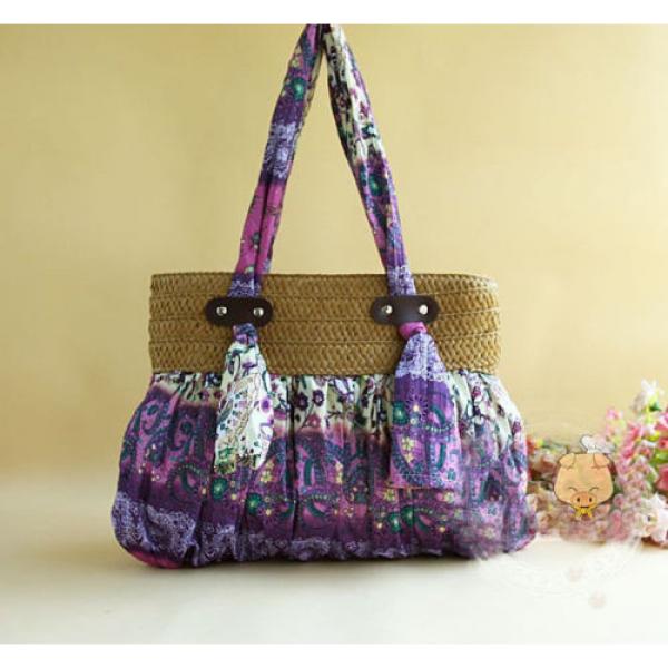 Bohemian purple straw shoulder bags,women Handbags &amp; Purses beach bag сумки #3 image