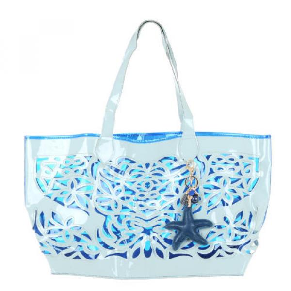 C&amp;G By CLERIC New Woman Grey Blue PVC Shopper Tote Shopping Beach Bag Handbag #1 image
