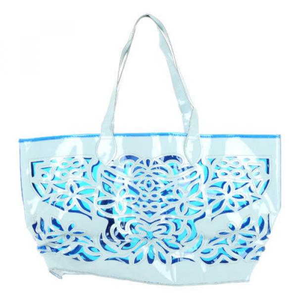 C&amp;G By CLERIC New Woman Grey Blue PVC Shopper Tote Shopping Beach Bag Handbag #2 image