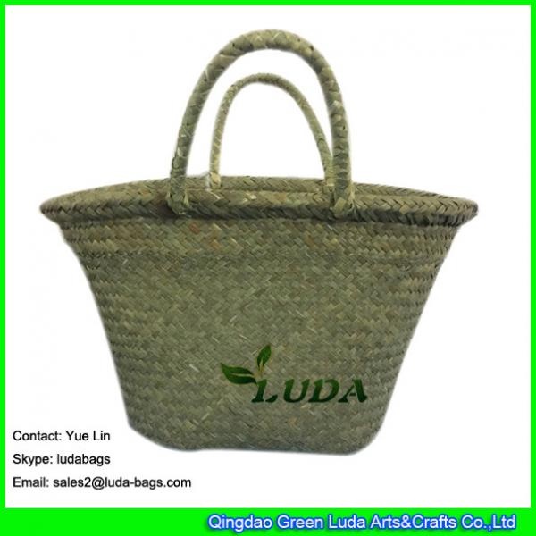 LDSC-001 woven straw basket bag natural seagrass straw beach bags #2 image