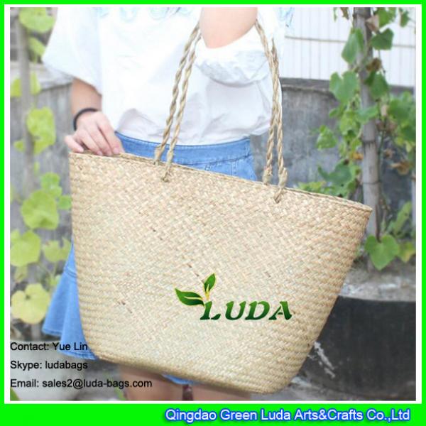 LDSC-002 natural water grass straw knitted women tote bag big size lady summer beach straw bags #2 image