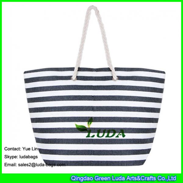 LDZB-032 cheap new designer beach bags striped extra large women straw beach tote bag #1 image